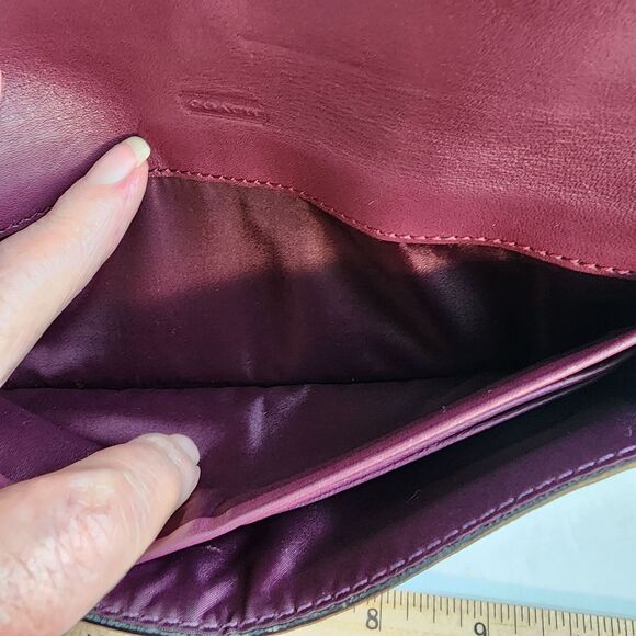 Coach Black Envelope Clutch Leather Wallet Snap Closure Zipper Pocket Vtg w/COA - Picture 7 of 14